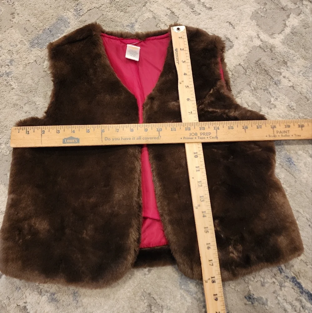 Gymboree Plush Faux Fur Brown Vest Kids‎ Size Large 10-12